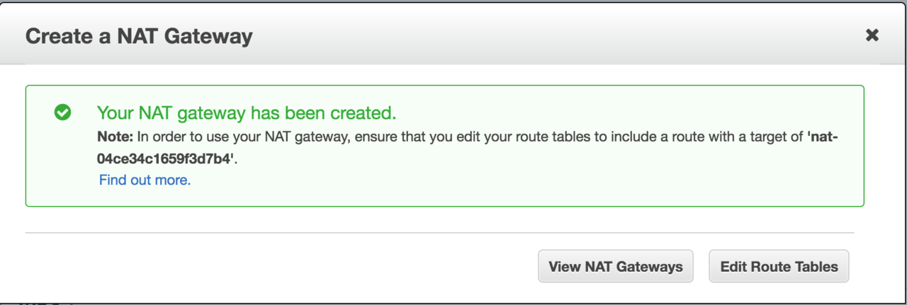 NAT gateway created