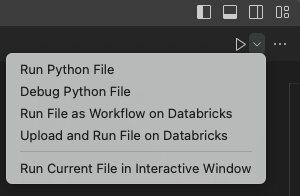 Run File as Workflow on Databricks editor command 3