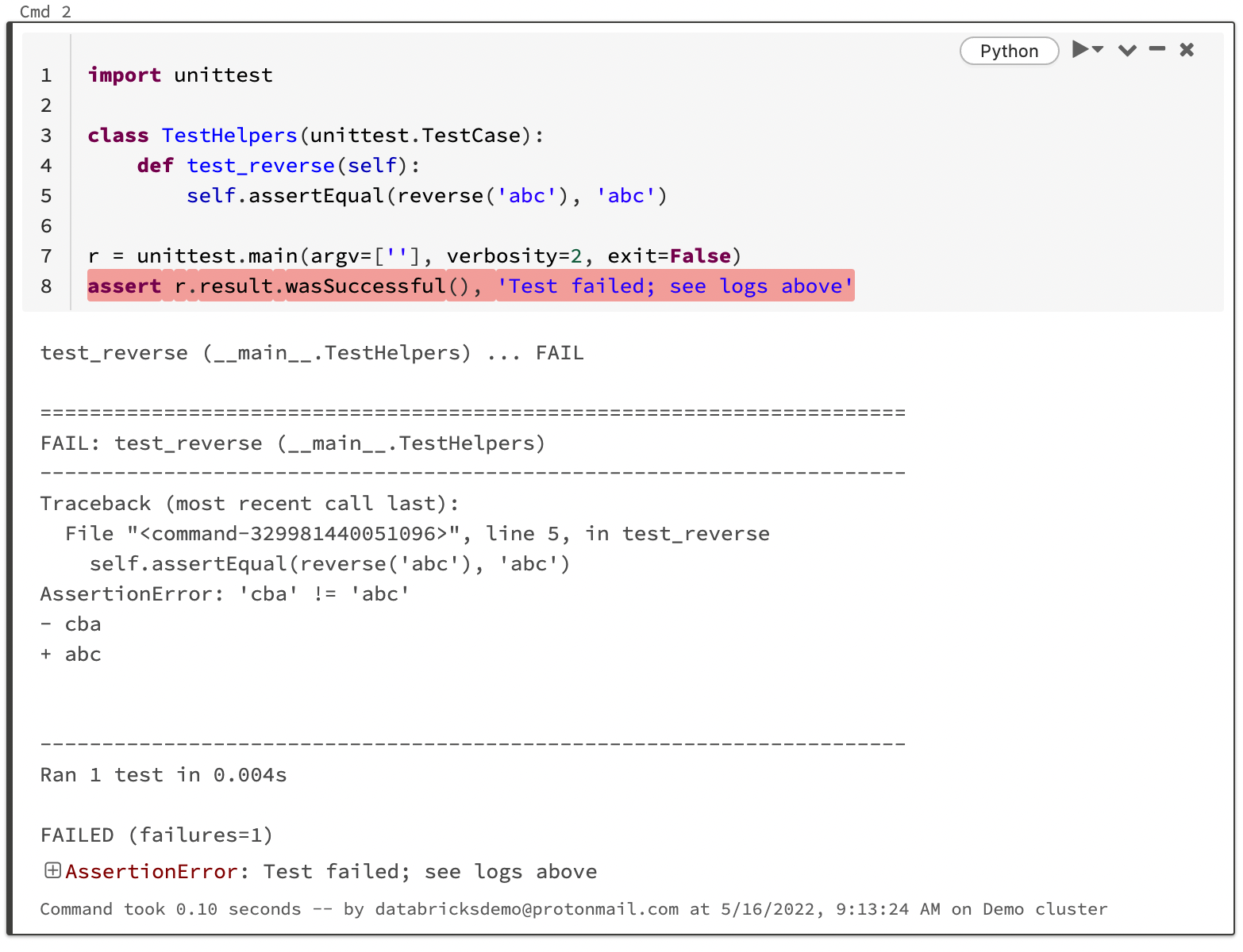 Test Databricks Notebooks Databricks On Aws