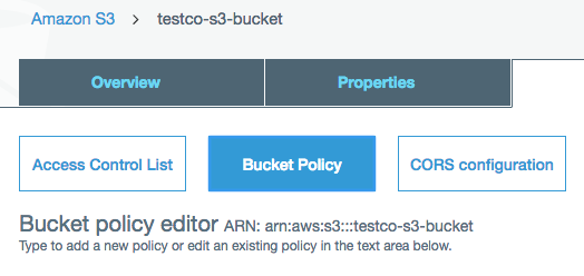 Bucket policy button