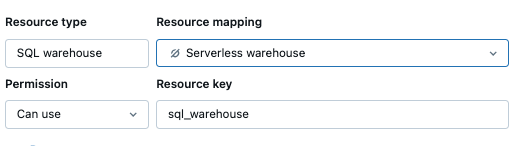 UI での SQLウェアハウスのアプリ リソースの追加