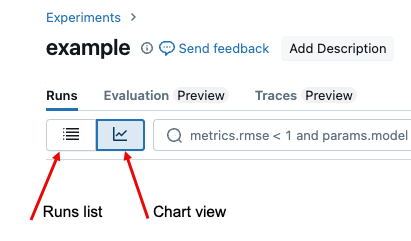 Chart View button on experiment details page.