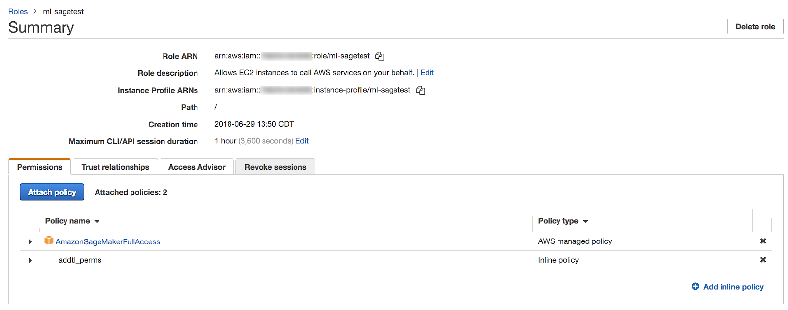 Instance profile ARN