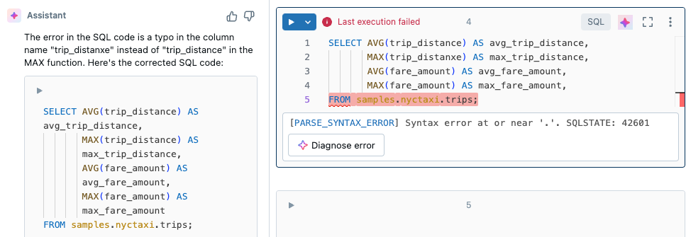 Assistant debugging example in SQL.