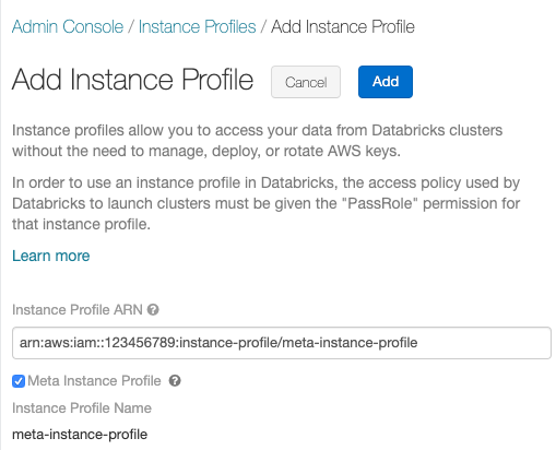 Add instance profile