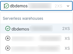 SQL warehouse seletor