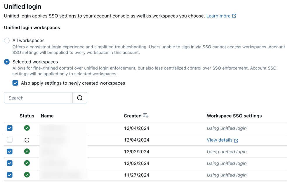 Enabled unified login in the account.