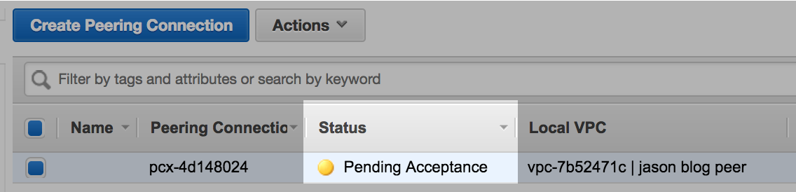 Peering Connection Pending Acceptance