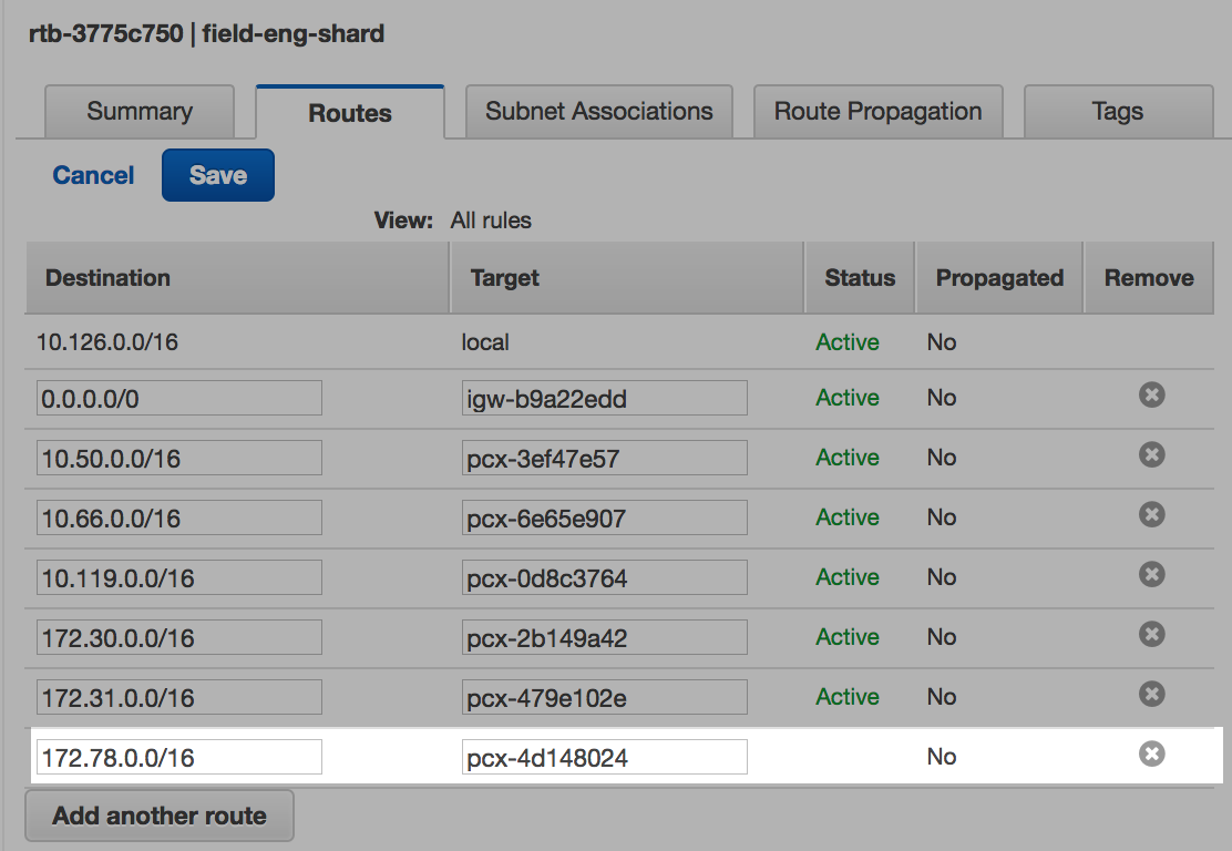 Databricks VPC Route Destinations