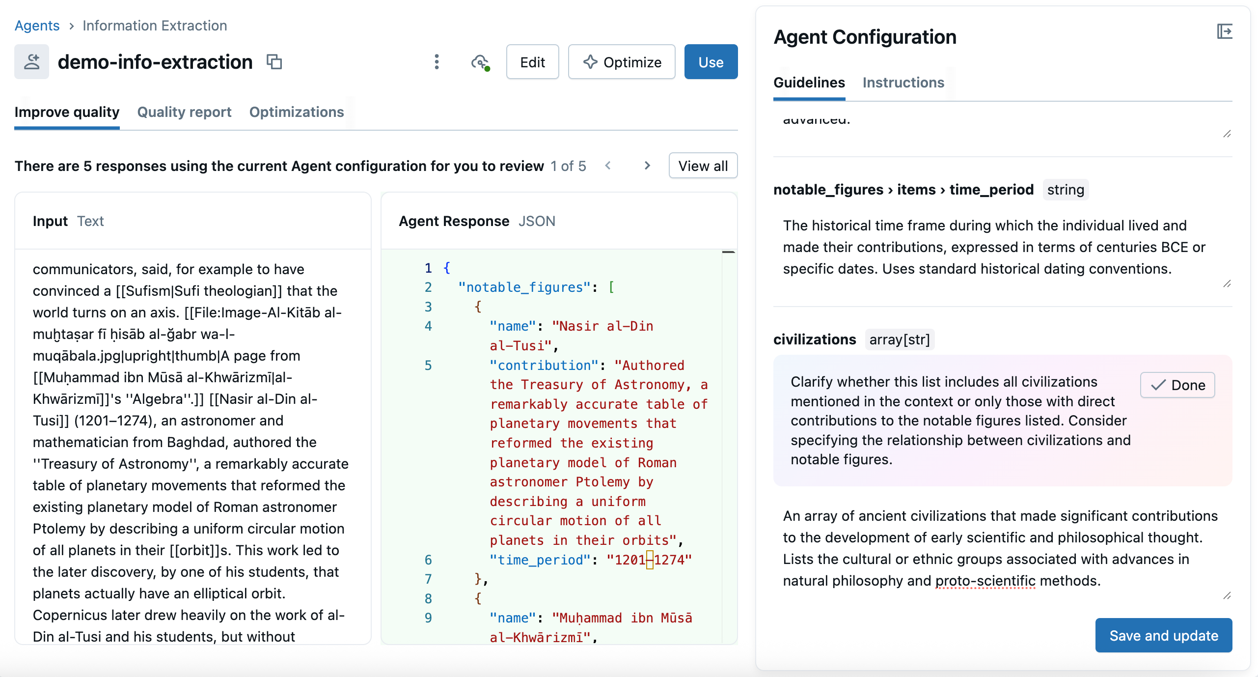 Improve information extraction agent.