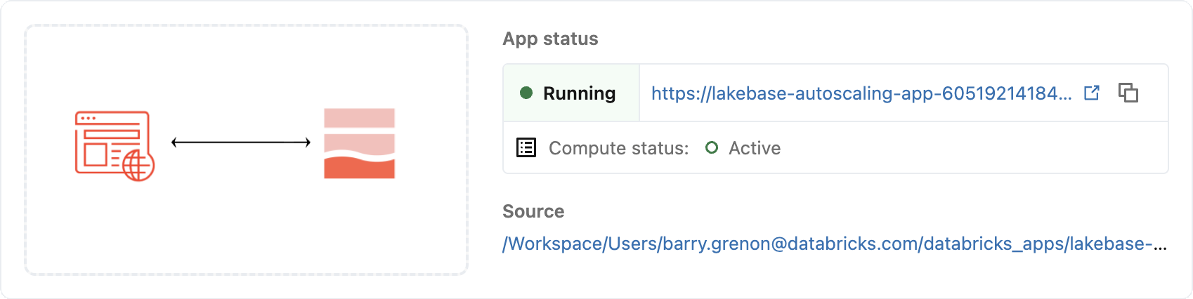 App overview showing Running status and active compute