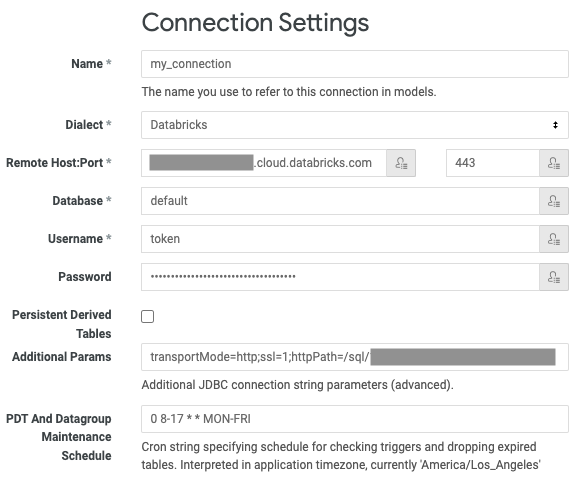 Connection parameters