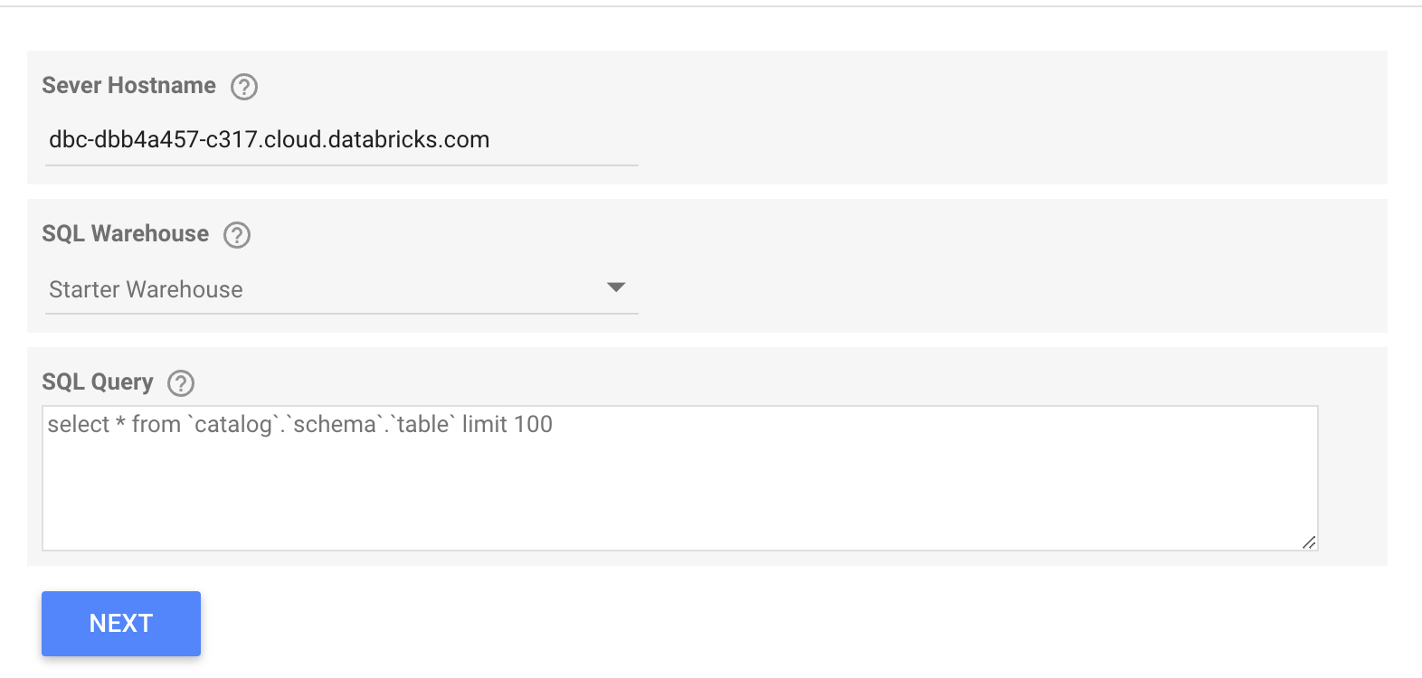 Connection parameters