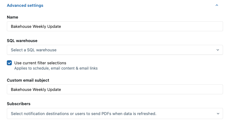 Add advanced settings for schedules.