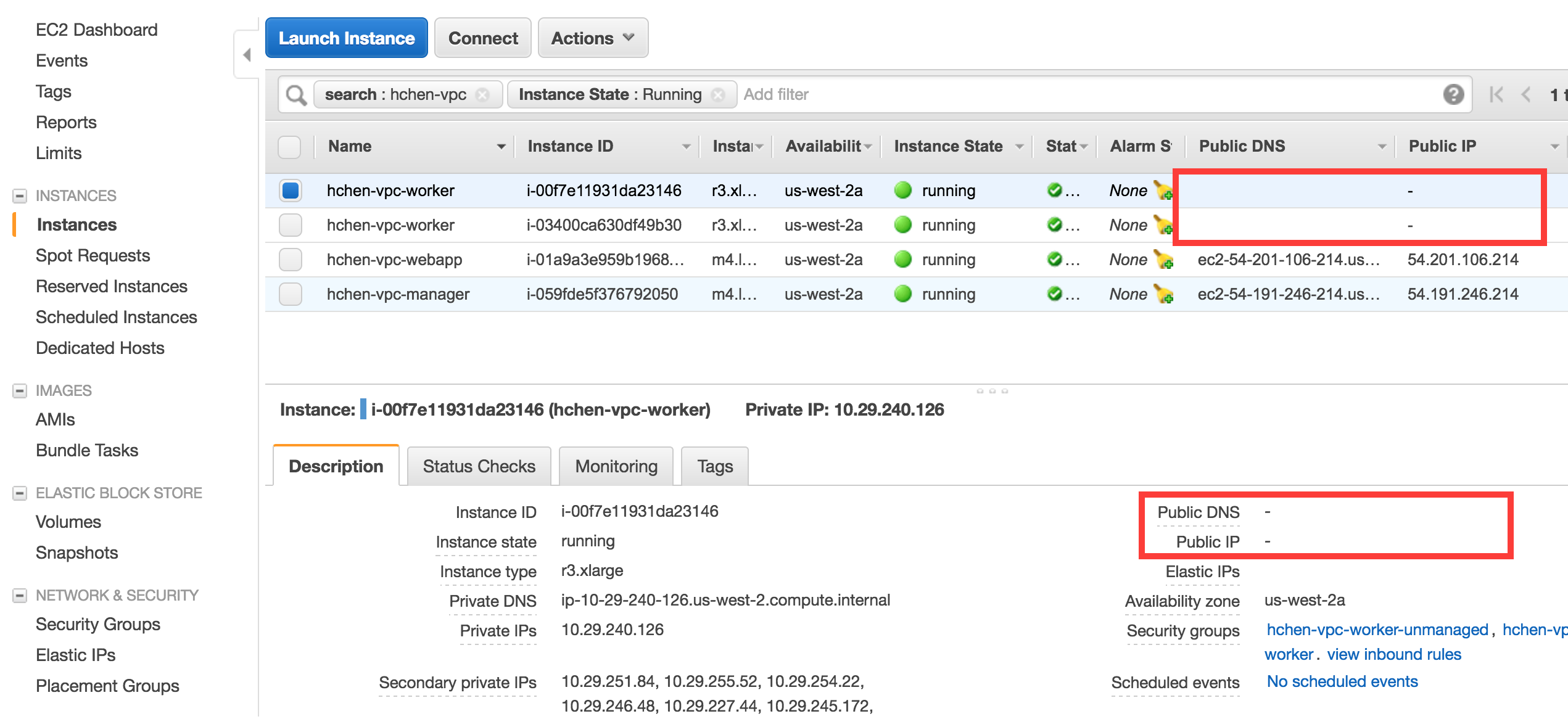 Worker instance addresses