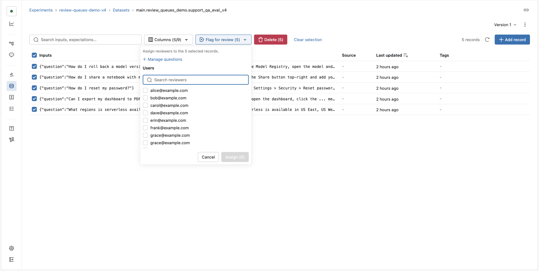 Attribuer des enregistrements de dataset à des réviseurs