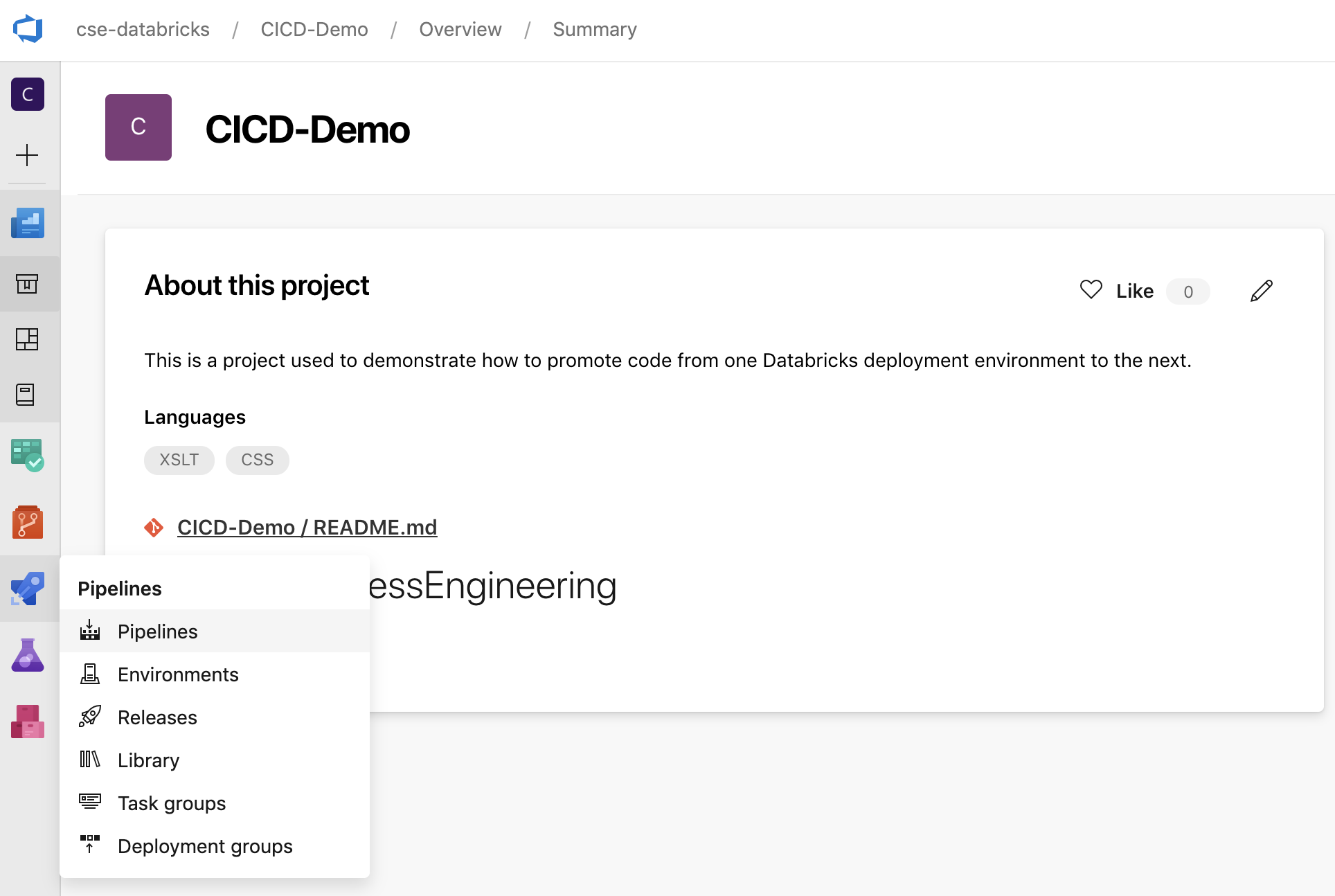 Menu Pipeline Azure DevOps