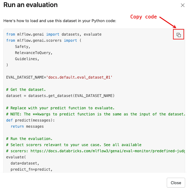 Copier l'extrait de code.