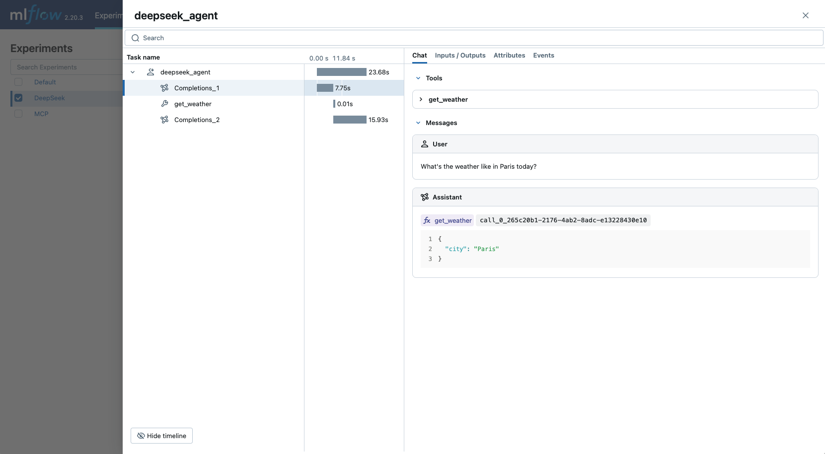 Traçage Deepseek utilisant l'autolog