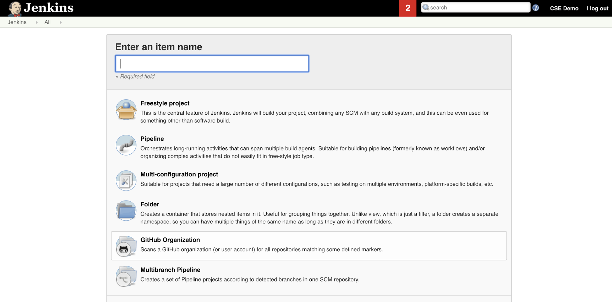 Types de projets Jenkins