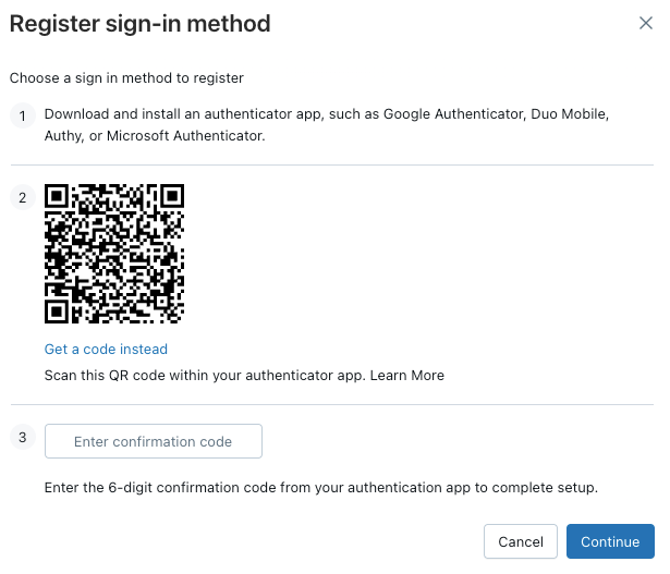 Enregistrer une application d'authentification.