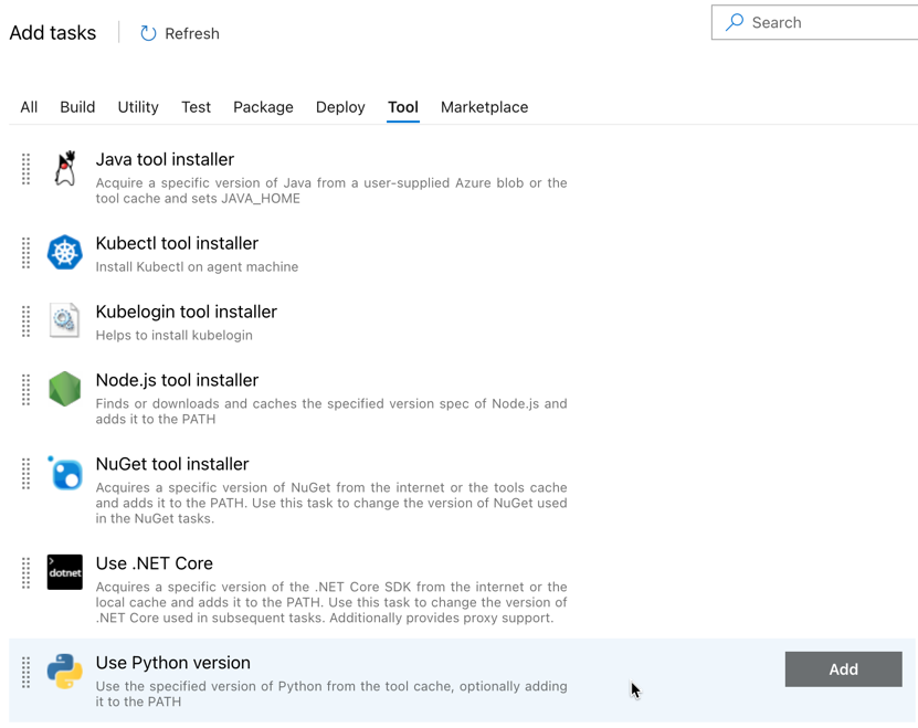Azure DevOps définir la version Python 1