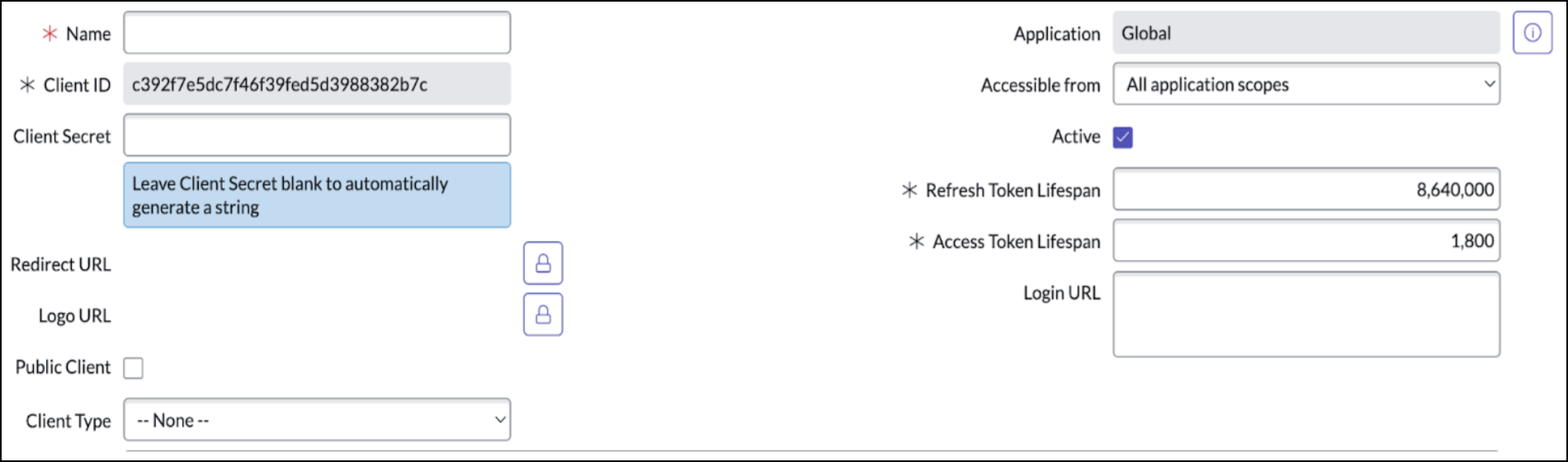 ServiceNow nouvelle application OAuth