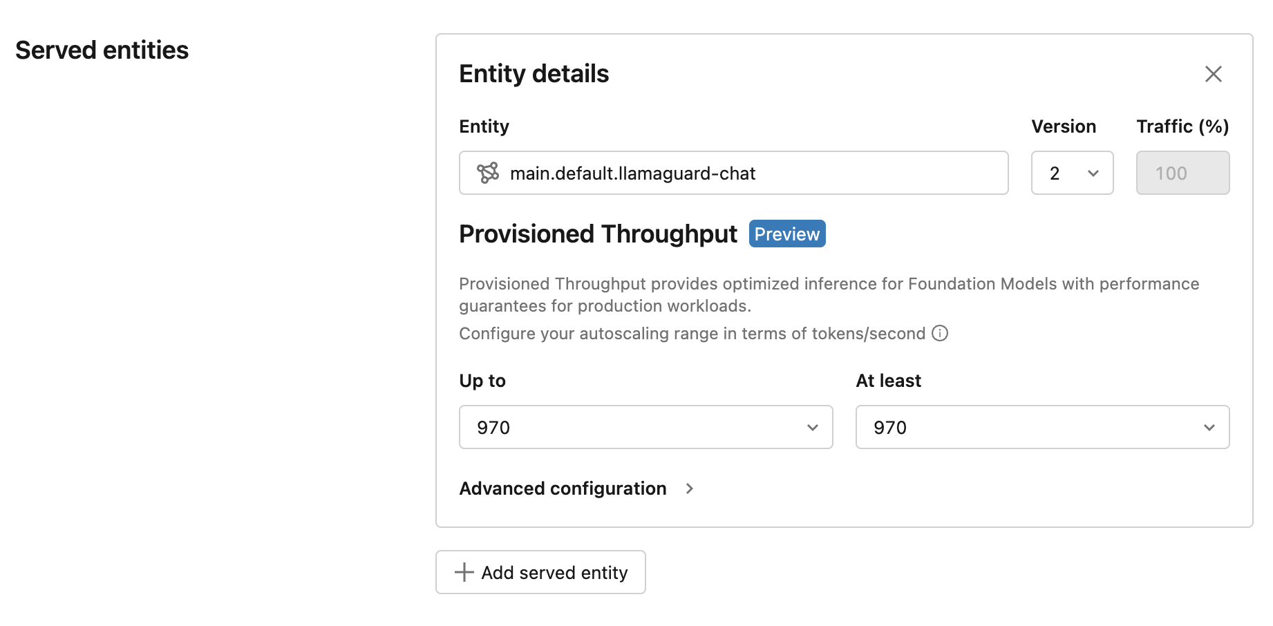 Service de LLM à throughput provisionné
