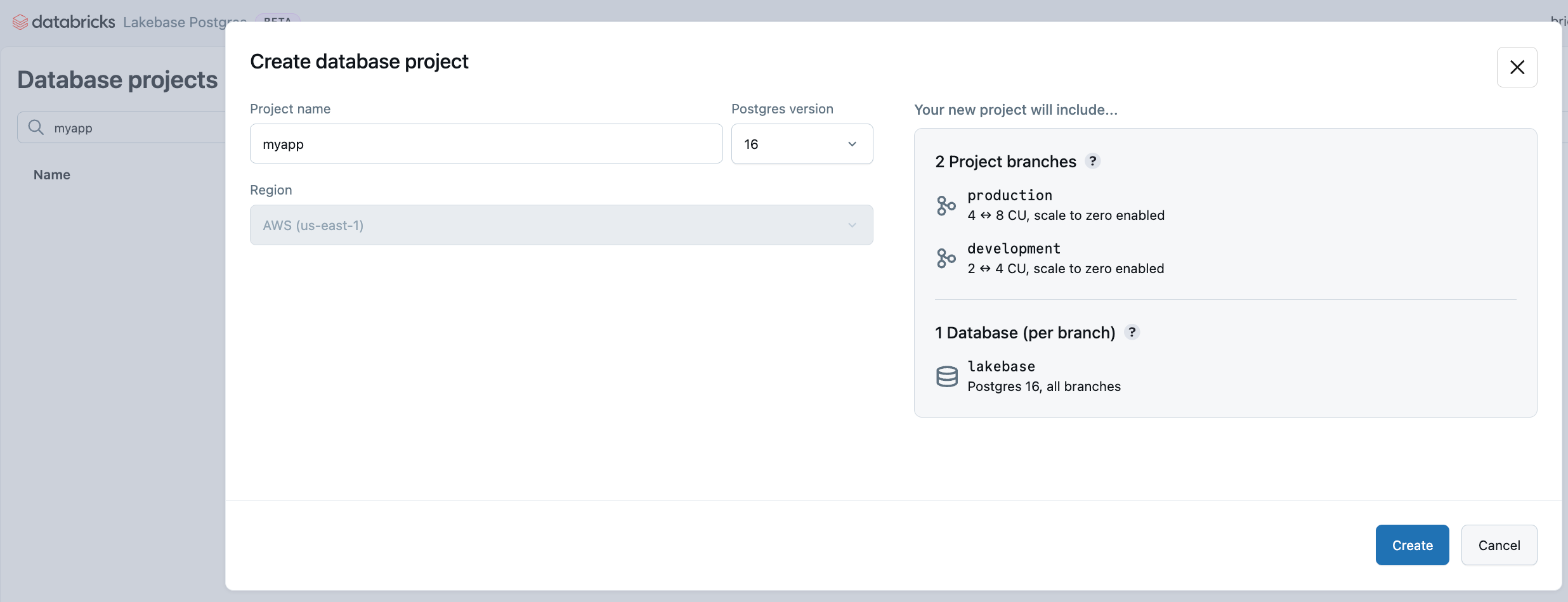 プロジェクト作成ダイアログ