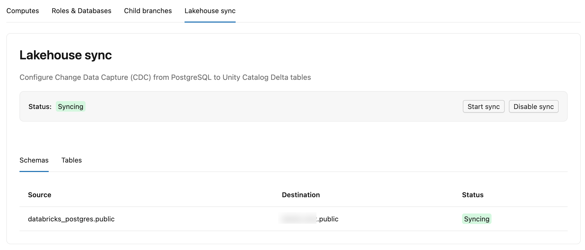 サブタブにはマッピングとテーブルごとの進行状況が表示されます