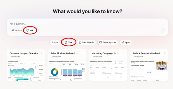 Databricks Oneでチャットを開く
