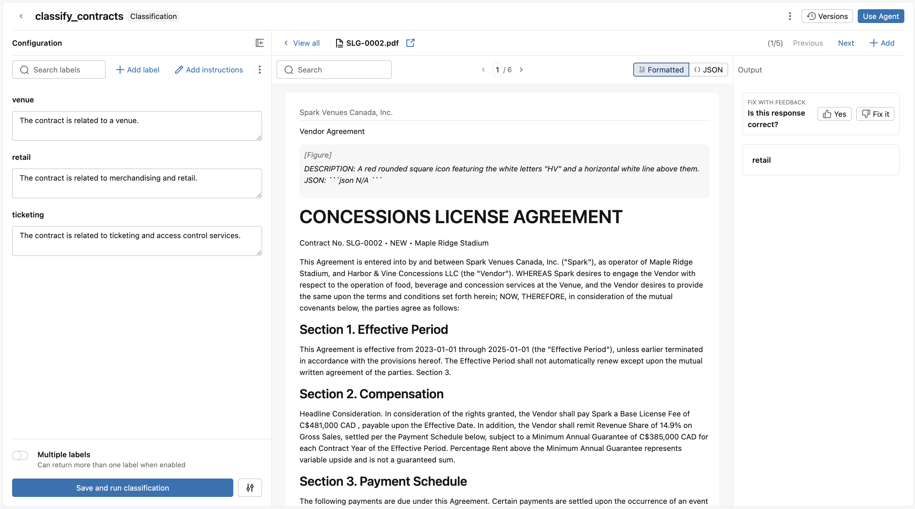 分類ラベルと結果を表示する分類レビューUI