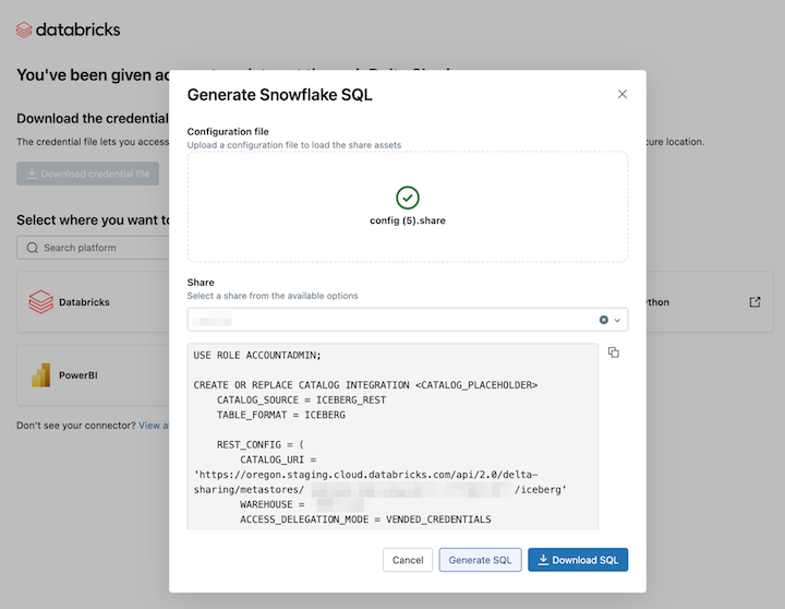 Snowflake用のSQLコマンドを生成