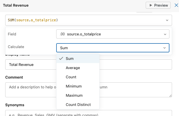 Adicione uma métrica na interface view de métricas.