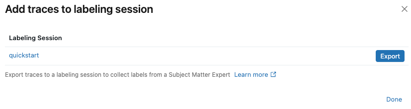 Adicionar diálogo de rastreamento com a etiqueta de sessão.