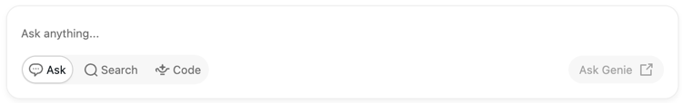 Pergunte ao Genie na página inicial do workspace.