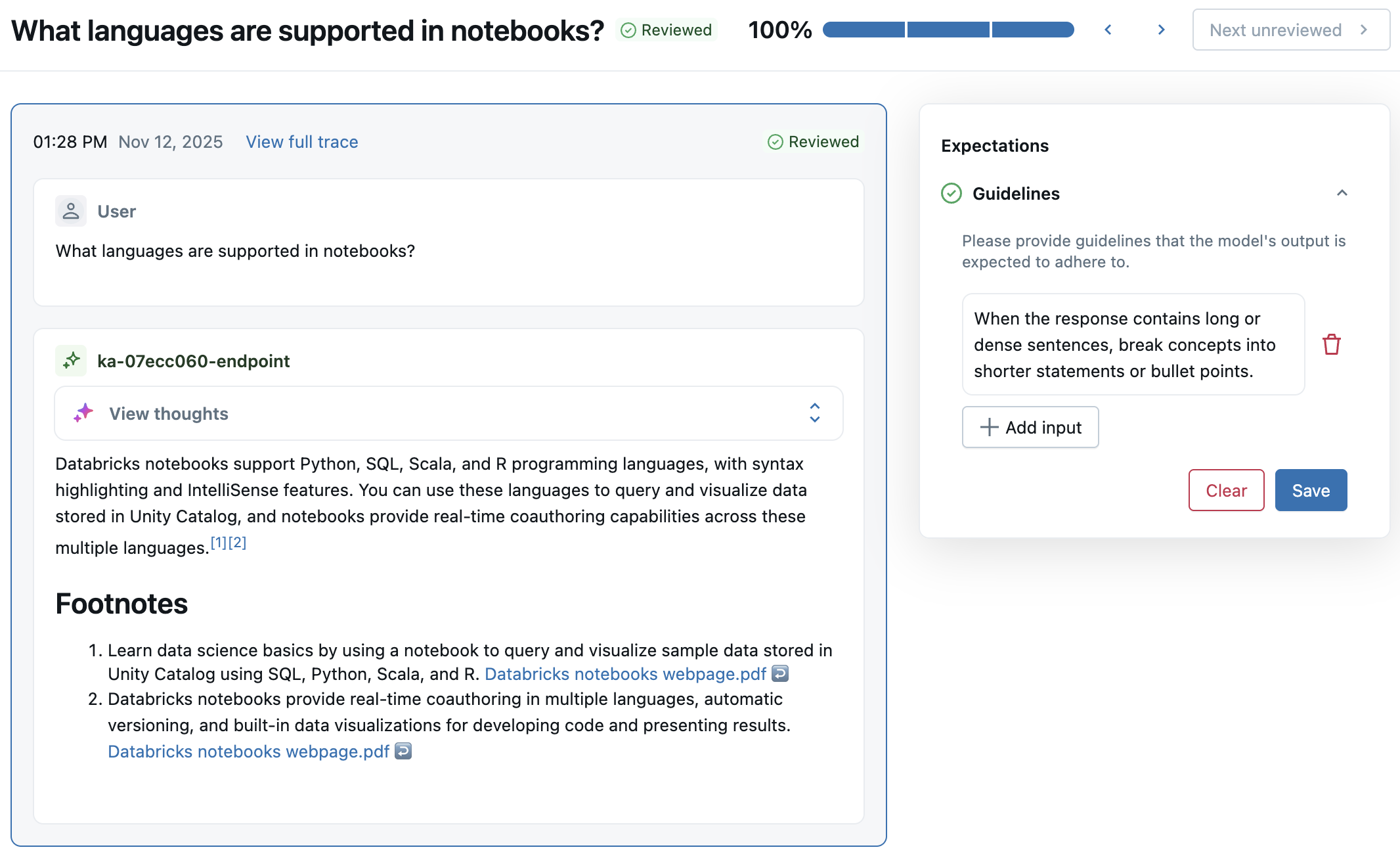 Reveja as perguntas e respostas na sessão de rótulo.