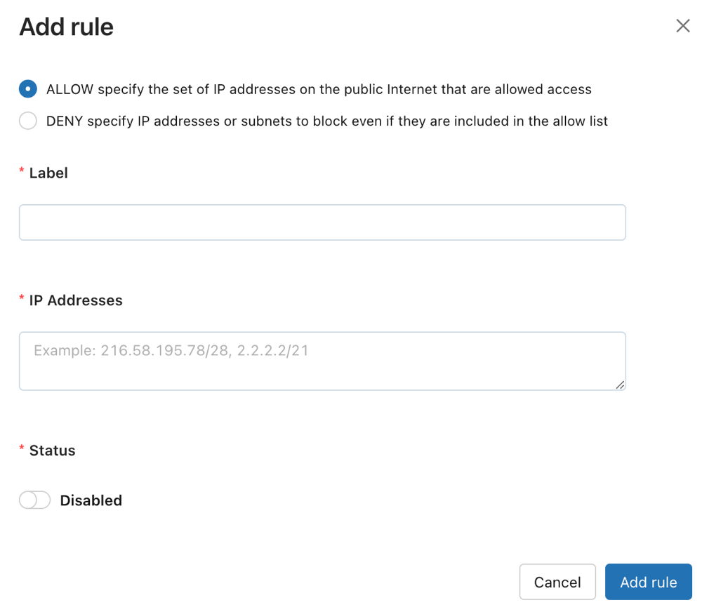 IP access lists add rule