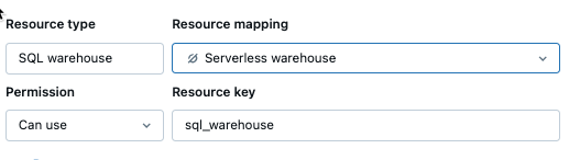 Adding a SQL warehouse as an App resource in the UI