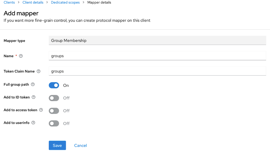 Keycloak configure group settings.