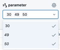 Default values are set in the editor. Multiple values are selected and separated by a space.