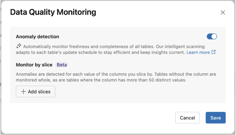 Monitor by slice section of the Data Quality Monitoring dialog.