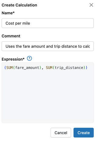 The custom calculations editor with the values from instructions filled in.