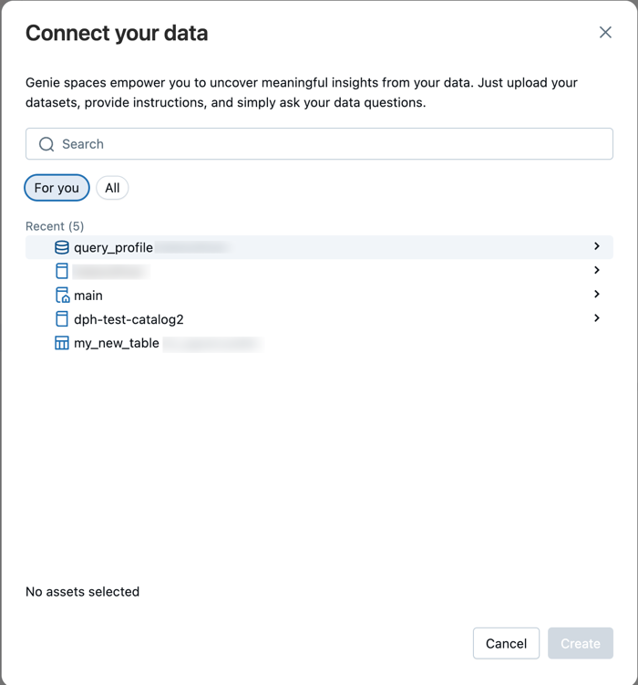 Connect your data dialog as described in the list that follows.