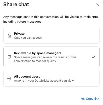 Genie conversation sharing settings.