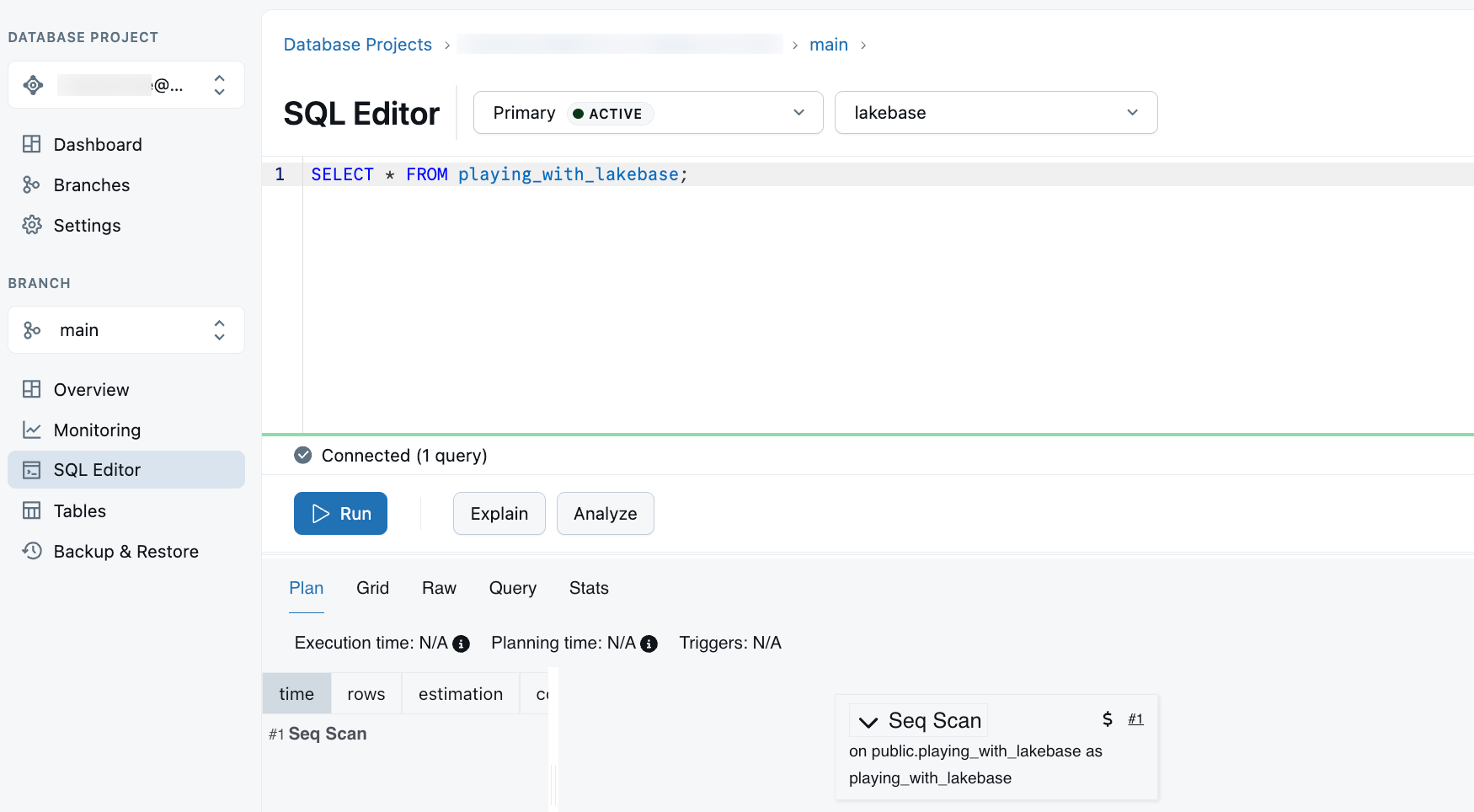 LKB SQL Editor Expliquer et analyser