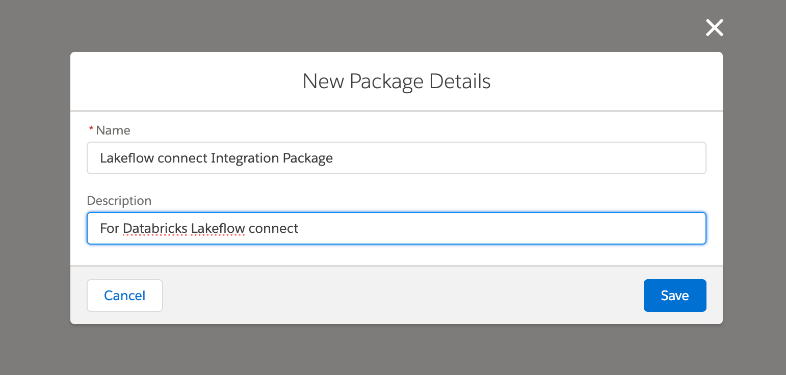 Fenêtre contextuelle Nouveaux détails du package