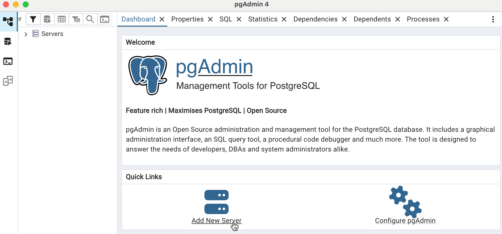 pgadmin ajouter un serveur