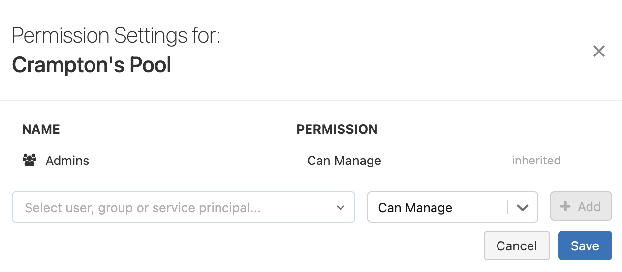Définir les autorisations du Pool