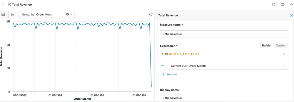 Prévisualiser une mesure dans l'interface utilisateur de la vue métrique.